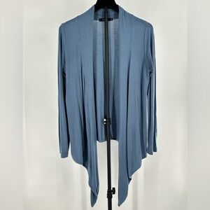 Yala Women’s Draped Cardigan Bamboo Wrap Blue Lightweight Open Front Sweater